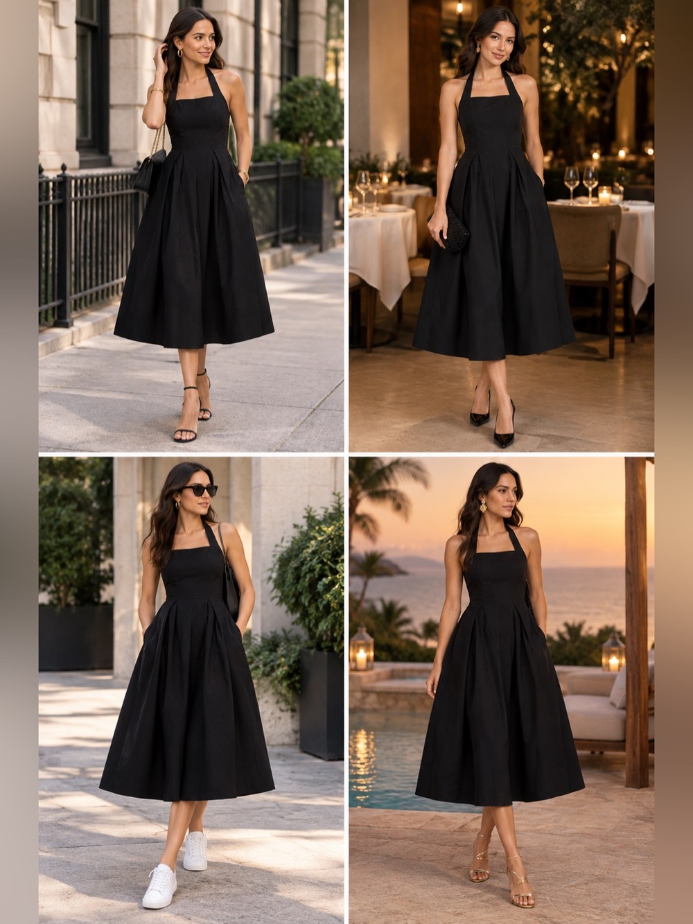 a new day Black Halter Midi Dress